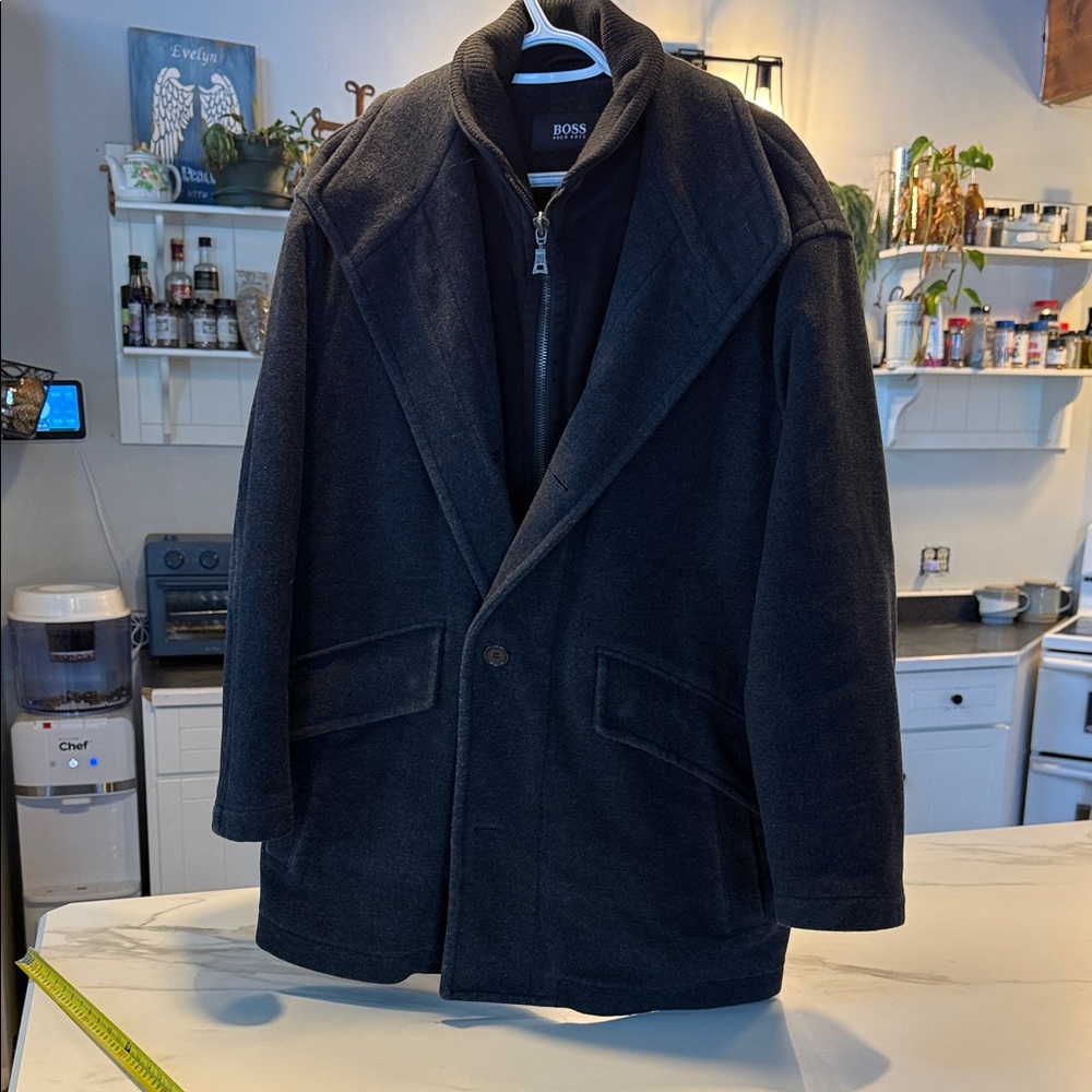 Boss Men's Dark Gray Pea Coat